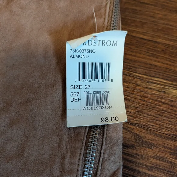 NWT [BLANKNYC] Almond Real Suede Moto Mini Skirt - Size 27 - Picture 2 of 6